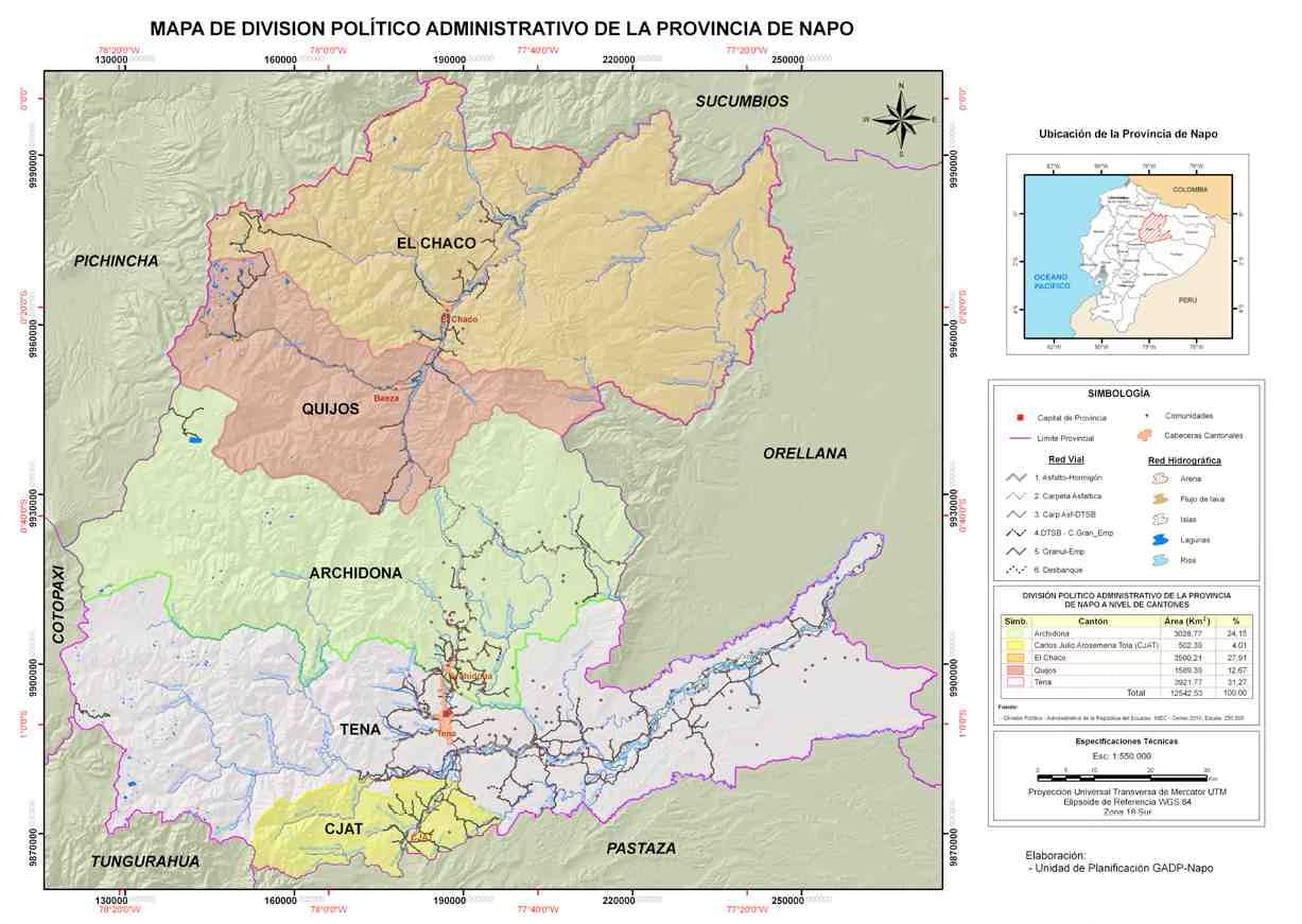 division politica de la provincia de napo